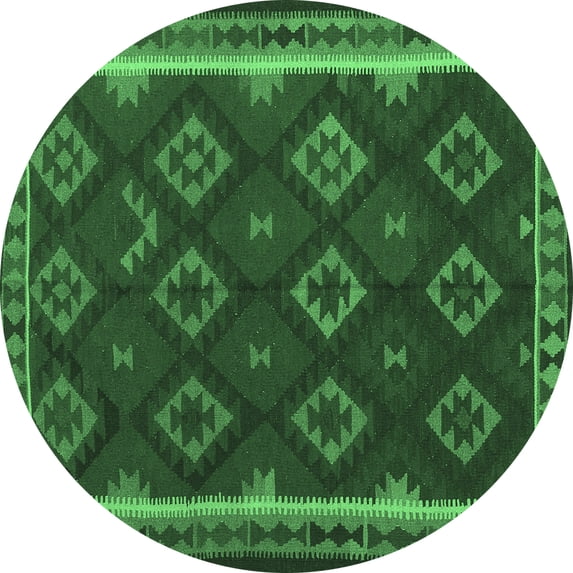 Ahgly Company Indoor Round Oriental Emerald Green Traditional Area Rugs, 8' Round