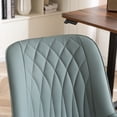 thumbnail image 3 of YOUNIKE Upholstered Desk Chair, Armless Computer Chair with Wheels，Modern Faux Leather Office Chair，Adjustable Swivel Rolling Chair，Adjustable Height，Suitable for Office, Home, Grayish Green, 3 of 15