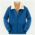 thumbnail image 7 of Womens Full-zip Fleece Jacket Faux Shearling Thicken Winter Coat with Pockets Lapel Sherpa Lined Warm Outerwear (M, Blue), 7 of 7