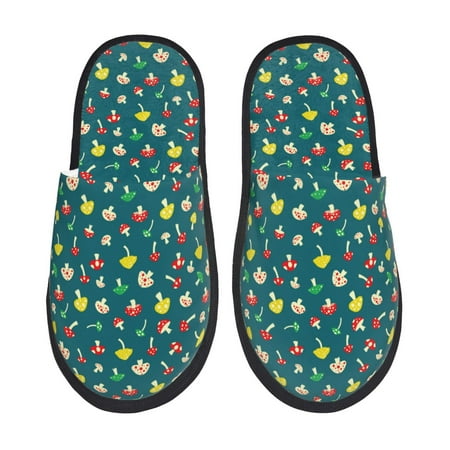 Balery Mushrooms Slient Indoor Furry Fleece Comfort House Shoes Soft Non-Slip Home Shoes Cotton slippers House Slippers-- Medium