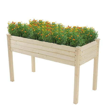 Zimtown 48.83 x 22.44 x 29.92" Outdoor Wooden Raised Garden Bed Planter Raised Bed for Vegetables, Grass, Lawn, Yard - Natural
