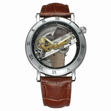 FORSINING Luxury Skeleton Automatic Mechanical Men Watch Self-Wind Stainless Steel/Genuine Leather Man Business Wristwatch Masculino Relogio +
