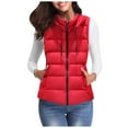 thumbnail image 3 of Manxivoo Puffer Vest Women's Warm Vest Outerwear Thick Padded Sleeveless Casual Vest with Detachable Hood Womens Vests Outerwear Red, 3 of 7