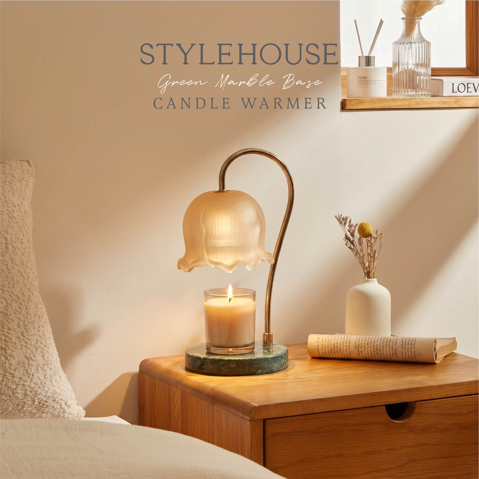 Stylehouse Green Marble Candle Warmer Lamp