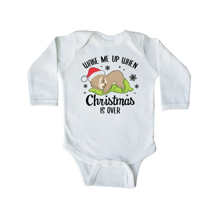 

Inktastic Wake me up when Christmas is Over with Cute Sloth Gift Baby Boy or Baby Girl Long Sleeve Bodysuit