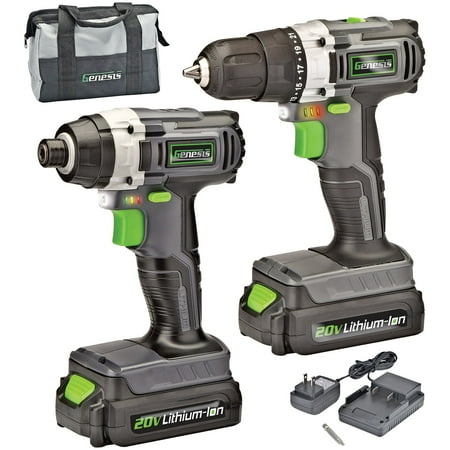

Genesis Gl20didka2 20-volt Cordless 2-speed Drill/impact Driver Combo Kit