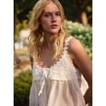 thumbnail image 4 of Women Lace Trim Tank Tops Y2k Tie Front Semi Sheer Crop Vest Cute Sleeveless Scoop Neck Flowy Shirt White M, 4 of 8