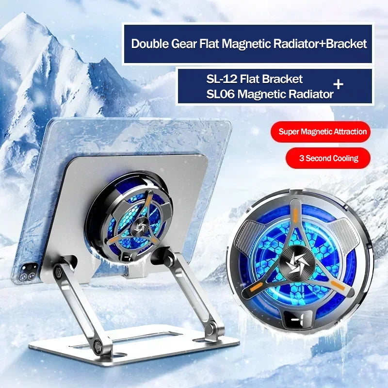 SL06 18W Powerful Semiconductor Cooling Radiator 2 Gear Adjustment Magnetic Game Cooler w/ Temperature Digital Display for IPad