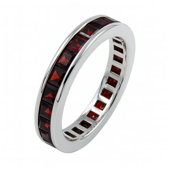Tibetan Silver Natural Garnet Band Ring 925 Sterling Silver Jewelry for Men & Women Size 9