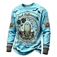 thumbnail image 5 of Broave Men Vintage Dark Halloween Graphic Crewneck Long Sleeve Shirt, Skeleton Tombstone Pumpkin Bat Print Casual Pullover Top, Gothic Bones Halloween Outfit for Men, 5 of 8