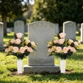 thumbnail image 5 of 2 Sets Rose Cemetery Flowers with Vase for Grave, Artificial White Calla Lilies & Velvet Roses, Outdoor Memorial Flowers for Headstones, Graveyard Decoration, 5 of 5