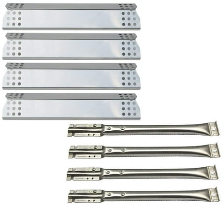 Set of 4 stainless steel heat plates and 4 burners for Master Forge 1010037 1010048 Nexgrill Nexgrill 720-0837C 720-0837E gas grill