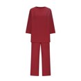 thumbnail image 5 of GEWSEY Womens Pajamas Sets 2 Piece Lounge Set Short Sleeve Tops and Long Pants Soft Pjs Loungewear with Pockets (Red, 5XL), 5 of 6