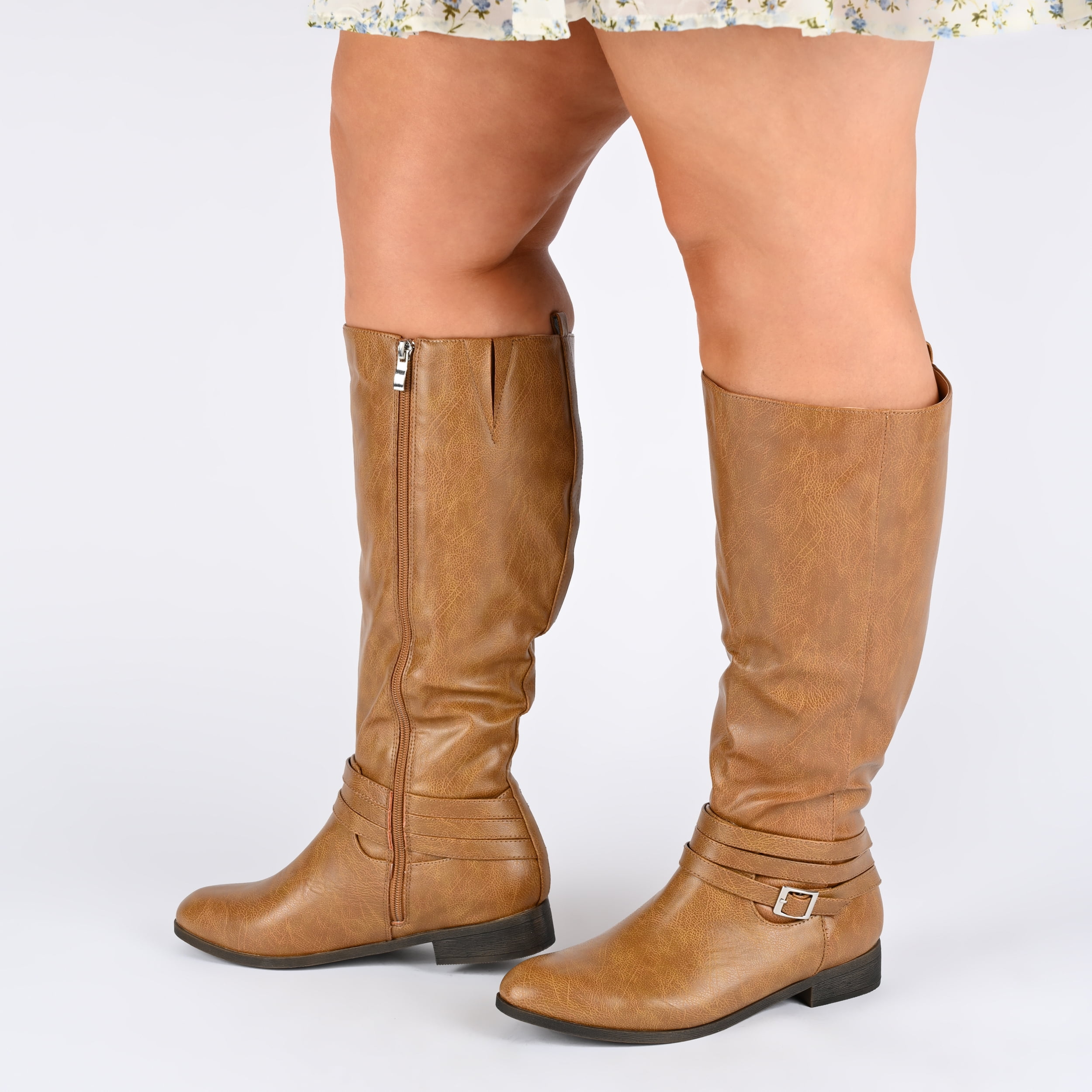 Journee Womens Ivie Stacked Heel Riding Boots, Calf Widths Available