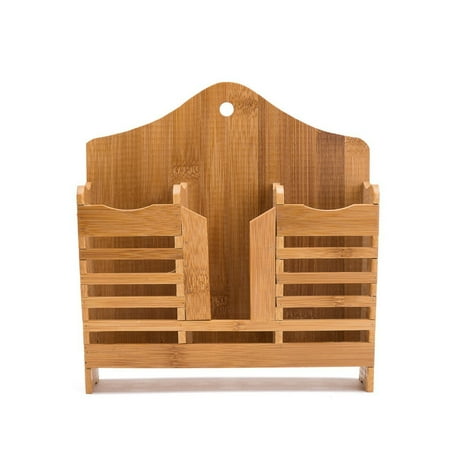 Red Silverware Caddy THY COLLECTIBLES Bamboo Utensil Caddy Flatware - Holder for Spoons, Knives, Forks, Chopsticks Silverware Organizer Home, Restaurant, Camper, Hang On Wall Or Table ()