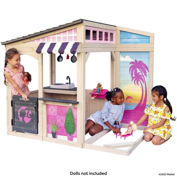 KidKraft Barbie™ Seaside Wooden Outdoor Playhouse with Attachable Doll
