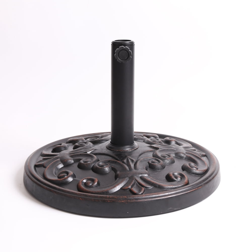 27.20 lbs Round Resin Umbrella Base, Bronze Heavy-Duty Patio Umbrella Stand for Outdoor Use