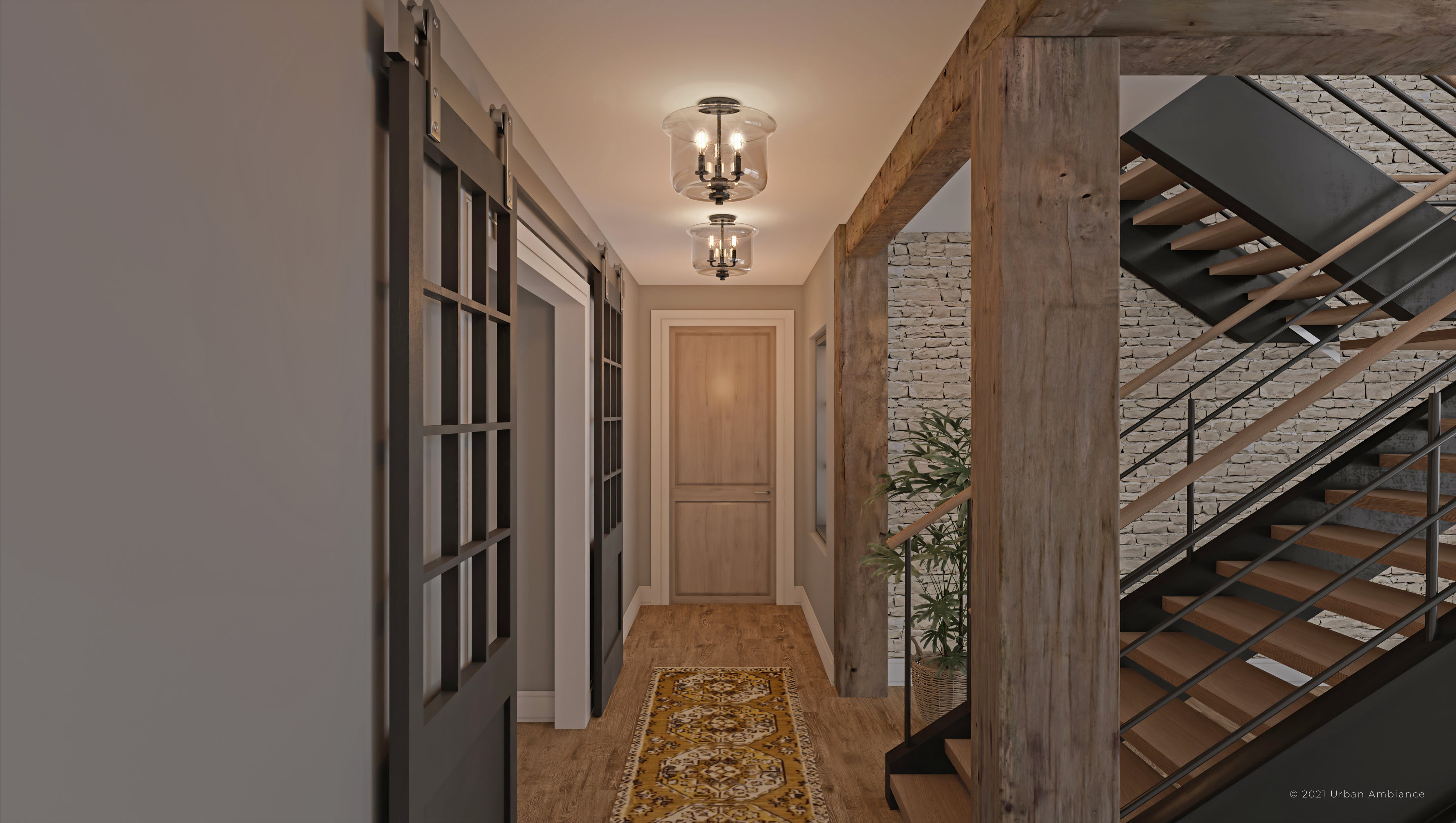 Luxury French Country Indoor Ceiling Light, 11.875''H x 13.75''W, with English Country Style Elements, Colonial Design, Midnight Black Finish and Clear Seeded, UHP3731
