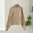 thumbnail image 2 of IWRICH Turtleneck Sweater for Women Long Sleeve Casual Knit Pullover Knit Pullover Sweaters 2025 Fall Winter Fashion Beige L, 2 of 3