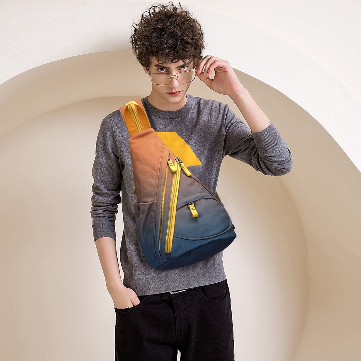 KL928 Canvas Sling Bag for Women Sling Backpack Crossbody Shoulder Bag for Men Small Backpack