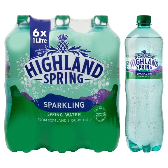 Highland Spring Sparkling Water 6 X 1L, Imported from Britain