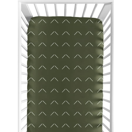 UPC: 0846480089520 | Woodland Arrow Green and White Fitted Crib Sheet by Sweet Jojo Designs
