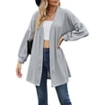 thumbnail image 3 of Women'S Crochet Open Cardigan Long Sleeve Cover Up Summer Blue Gray L, 3 of 9