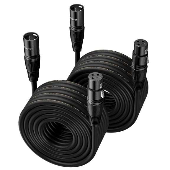 Cable XLR NUOSIYA de 15 m, 2 paquetes de cables de micrófono macho a hembra