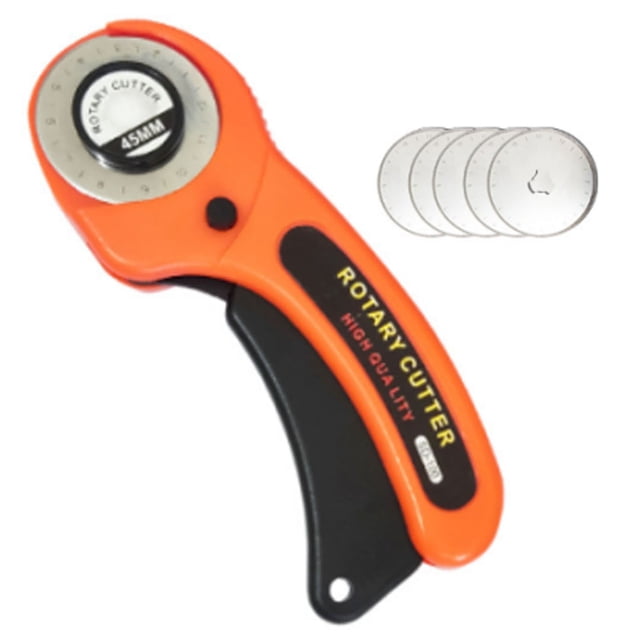 Cortador De Tela Giratorio, Cerradura De Seguridad De Uso Amplio, 5 Cuchillas, 45 Mm, Mango Ergonómico De Alta Resistencia, Herramienta De Corte De Costura Giratoria Para Espuma