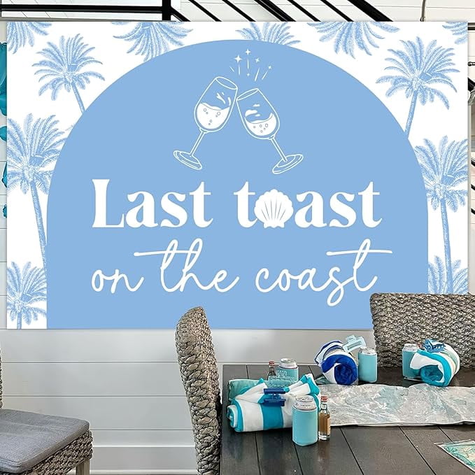 Last Toast on the Coast Bachelorette Party Decorations Coastal Backdrop Blue Balloon Garland Arch Kit for Women Nautical Beach Bach Bachelorette Bridal Shower Wedding Party Supplies