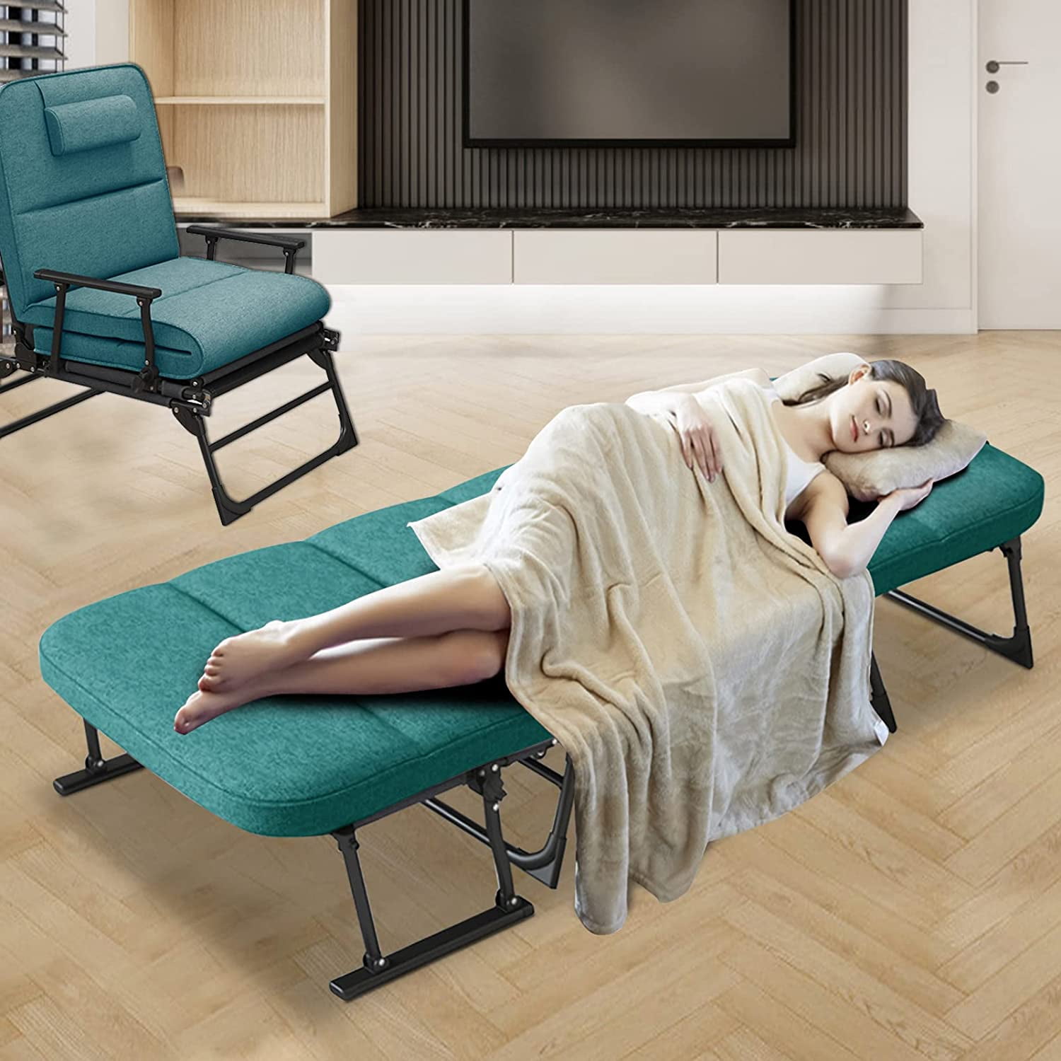Slsy 3 in 1 Folding Bed with Mattress, Portable Fold up Bed with 6