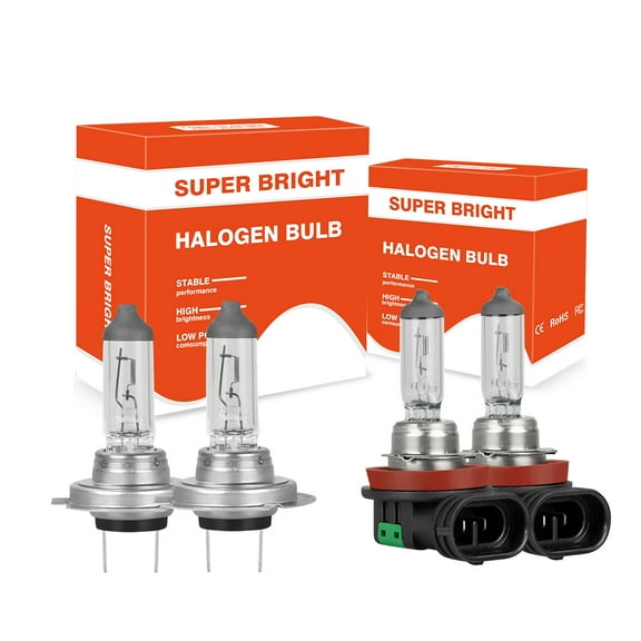 IHNZCB H11 H7 High Performance Halogen Headlight Bulb High Beam Low Beam and Fog Replacement Bulb 3400K White