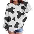 thumbnail image 2 of Coerni Girls Cow Print Sweatshirt Crewneck Long Sleeve Pullovers Casual Baggy Tops for Teen Kids Fall Fashion Daily Wear, 2 of 5