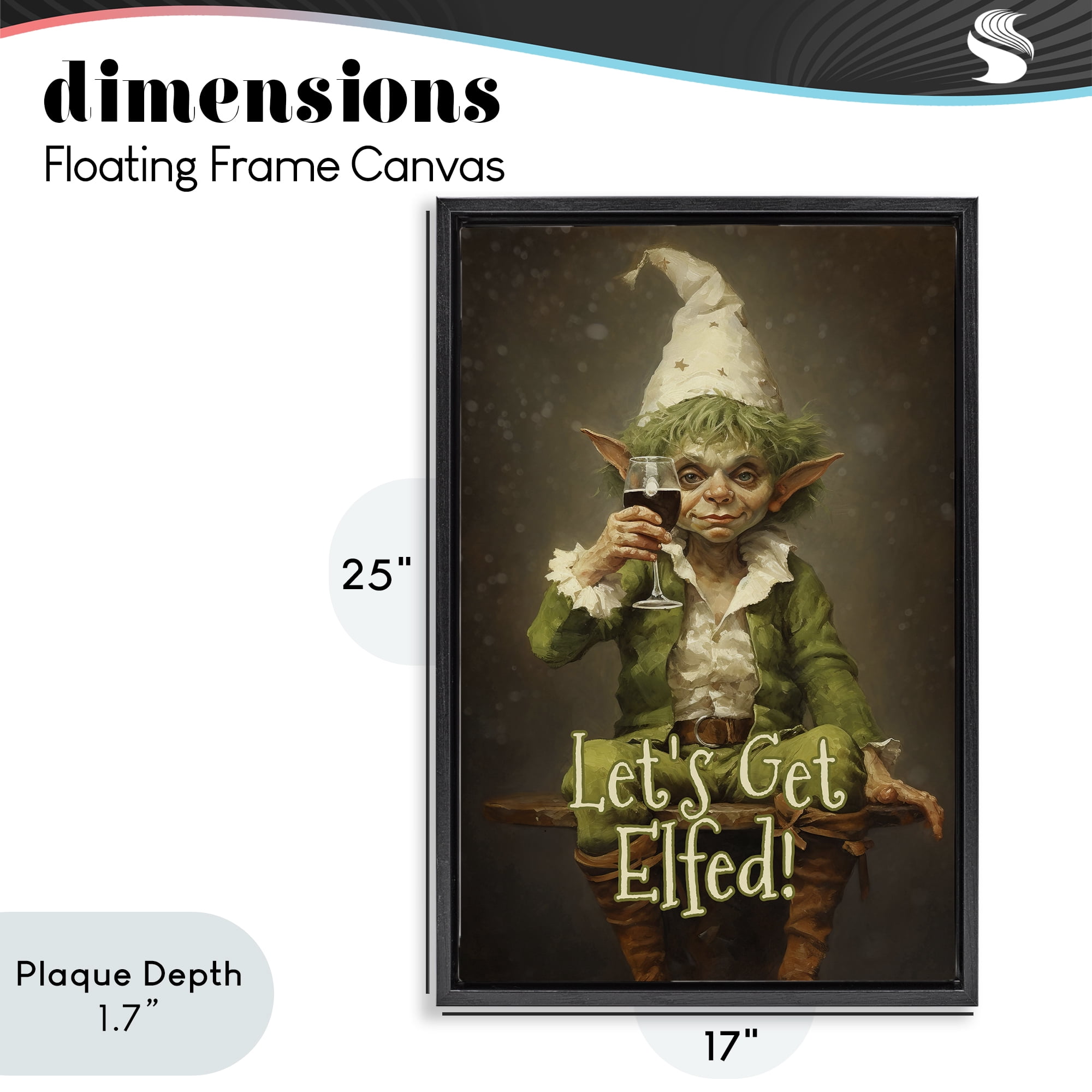 Stupell Industries Let's Get Elfed Black Framed Floater Canvas Wall Art, design by Tina LeCour
