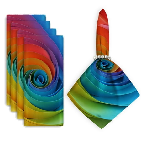 

Bahomeck Napkins Set Of 4 Reusable Washable Square Fabric Dining Table Napkins Weddings Party Dinner Decor 18*18 Inch Rainbowspiral With Smooth Curves And Colorful Background