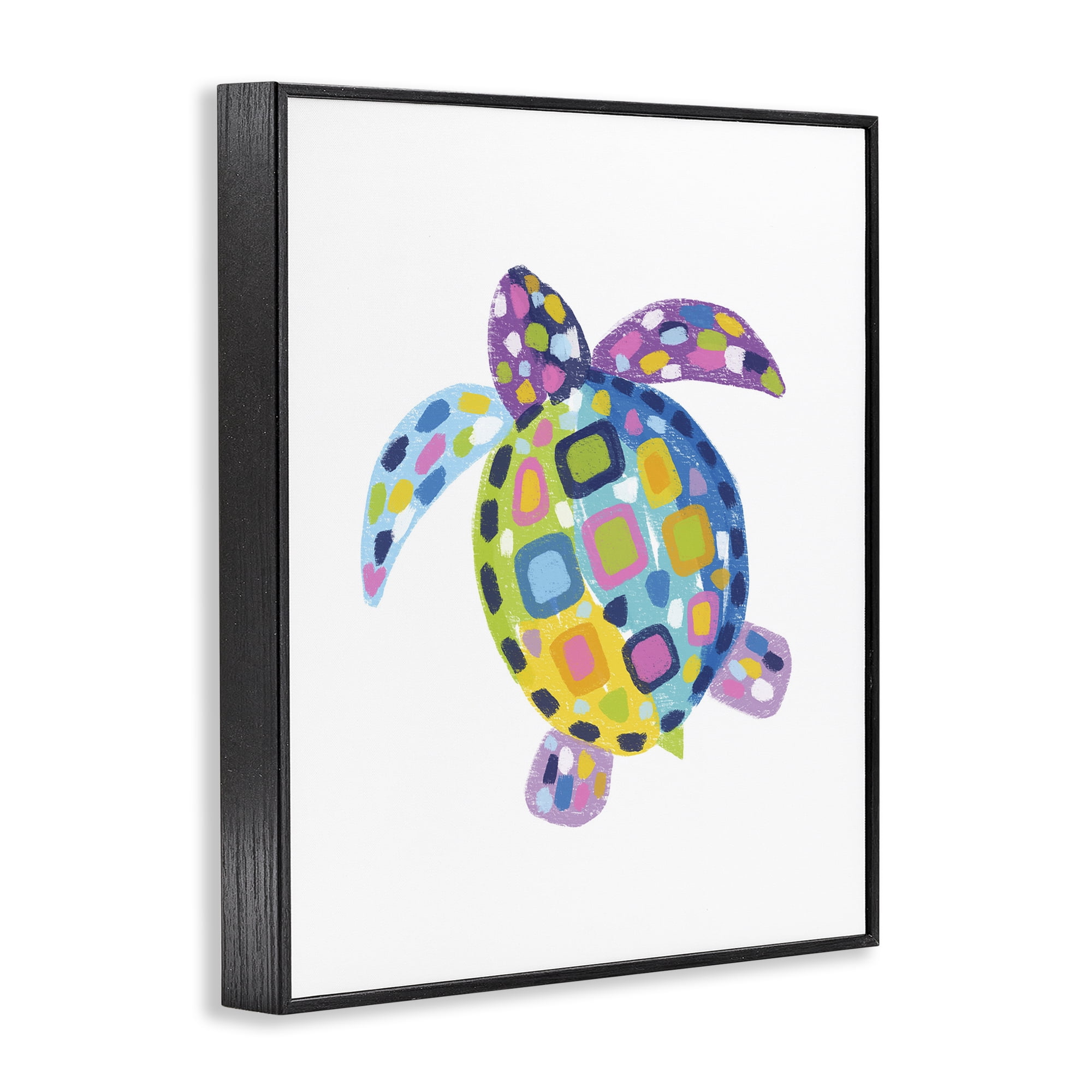 Stupell Industries Mosaic Patterned Turtle Animals & Insects Painting Black Framed Art Print Wall Art, 24 x 30