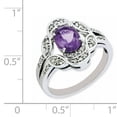 thumbnail image 2 of Sterling Silver Rhodium-plated Oval Amethyst & Diamond Ring, 2 of 2