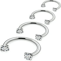 DESIGNICE Horseshoe Nose Ring Surgical Steel Double Stud Nose Ring 16g Lip Rings Cubic Zirconia Daith Piercing Jewelry for Women Inner Diameter 6/8/10/12mm