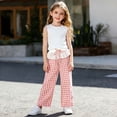 thumbnail image 6 of ATOGUTA Girls Pants Wide Leg School Uniform Pants Kids Elastic Waist Flowy Summer Beach Lounge Trousers with Pockets Size 1T-11, Pink, 6 of 7