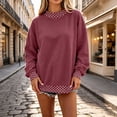 thumbnail image 2 of Women Colorblock Polka Dot Oversized Sweatshirt Y2k Drop Shoulder Long SLeeve Crewneck Casual Loose Fall Pullover Tops, 2 of 4