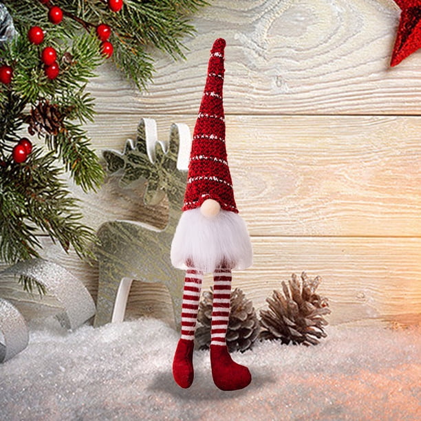 Juguete Viejo Mini juguete de enano sin rostro para decoración de enanos de Navidad, regalos lindos para niños (rojo)