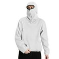 thumbnail image 3 of Mens Balaclava Hoodie Casual Stylish Solid Hooded Sweatshirt Fall Winter Loose Streetwear Comfortable Ninja Hoodie for Men White S, 3 of 10