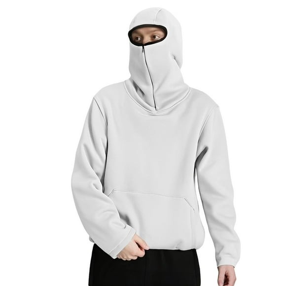 LUOGENLI Men Hoodies Black Men's Solid Hoodie Sweatshirt Fashion Loose Fit Casual Unique Pullover Outerwear Coat Mens Hoodies Black and Blue White Size XL