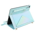 thumbnail image 6 of Colorful Handbag for iPad mini 2021/mini 2024, Stand PU Leather Protection Cover with Crossbody Strap&Handstrap with elastic, Multi-Card Slots Cash Pocket Pen Slot Envelope Case, Blue, 6 of 10