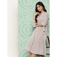 thumbnail image 5 of Janasya Women's White Cotton Floral Printed Gathered Dress, 5 of 7