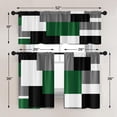 thumbnail image 4 of Green Geometric Kitchen Curtains Checkered Window Curtains and Valances Set 36 Inch, Black Grey White Short Tier Curtain for Kitchen, Modern Abstract Small Kitchen Decor, 4 of 5