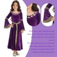 thumbnail image 5 of Ocealan Girls Medieval Maiden Party Dress-up Velvet Bell Sleeve Empire Maxi Gown Dress Purple 16, 5 of 5