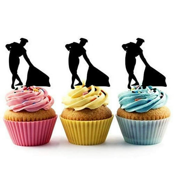 Matador Spain Silhouette Acrylic Cupcake Toppers 12 pcs