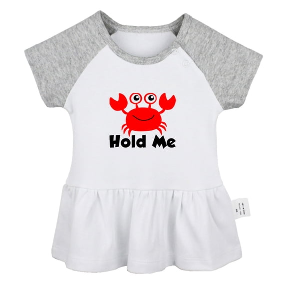 Hold Me Funny Dresses For Baby, Newborn Babies Animal Crab Pattern Skirts, Infant Princess Dress, 0-24M Kids Graphic Clothes (Gray Raglan Dresses, 18-24 Months)