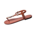 thumbnail image 3 of Kinrui Strappy Flat Sandals for Women Comfortable Open Round Toe Sandals Dressy Beach Thong Flip Flop Slides 5.5, 3 of 10